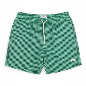 🟩 Trunks Surf & Swim Co. Gingham Swim Trunks – Men’s Large – Green / Navy Check